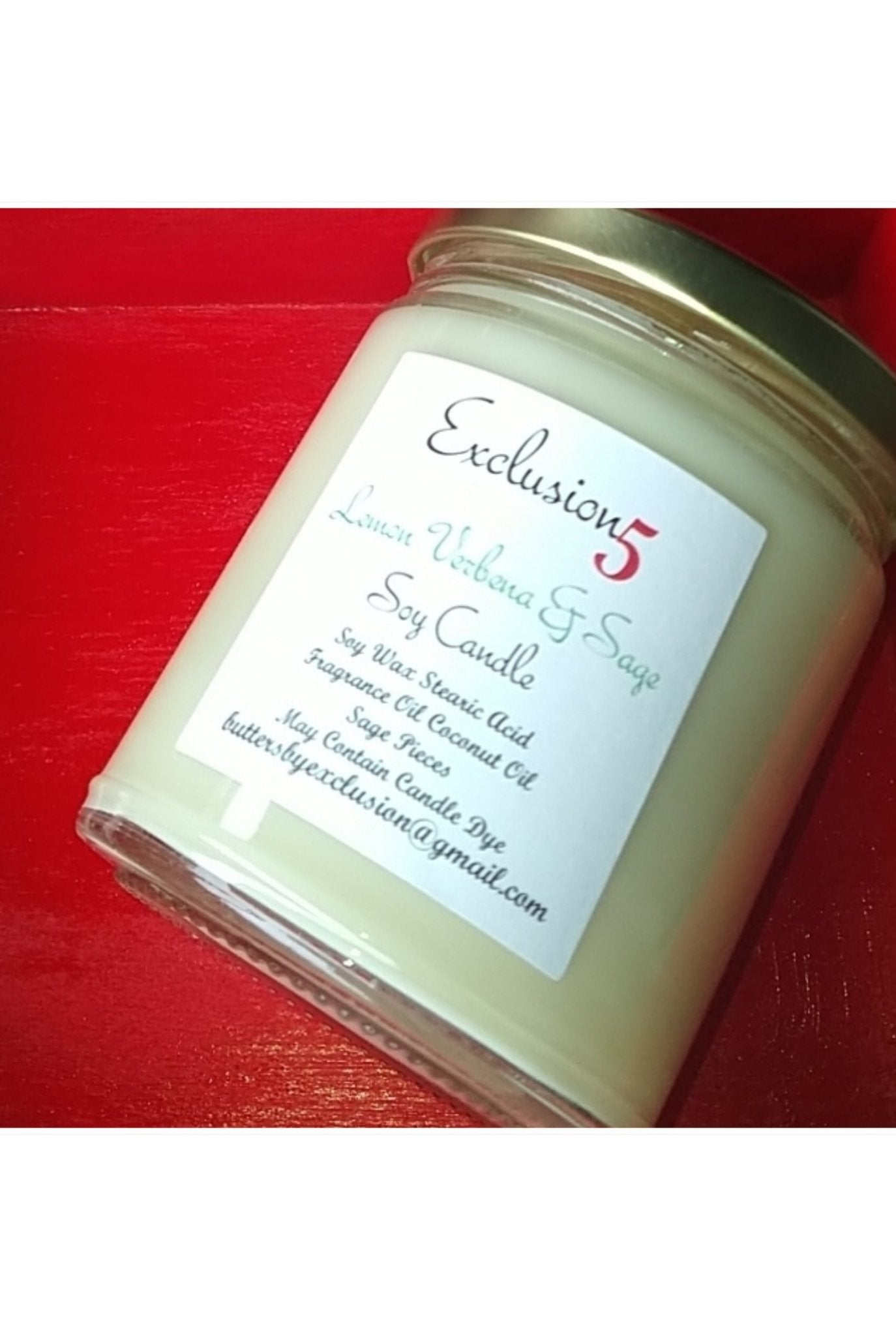 Lemon verbena & Sage Soy Blend Candle - Exclusion 5 Bath Body & More